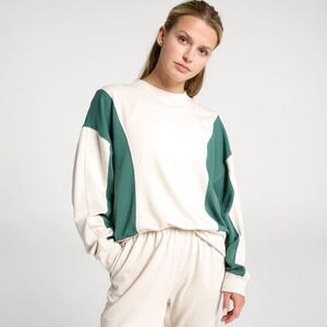 DSG Colorblock Crewneck Sweatshirt Beige Green Size L